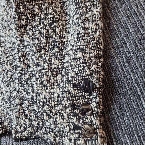 Chicos Wool Blend Tweed Button Front Blazer Size 1 (Medium) Black Cream Boucle - Picture 4 of 9